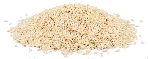 rice laid out on a white table.